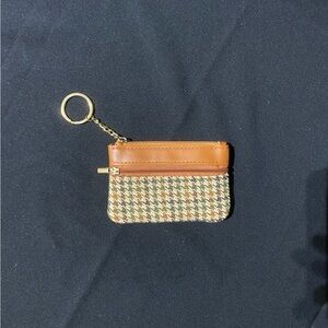 SHEIN Brown and Tan Houndstooth Key & Card Holder